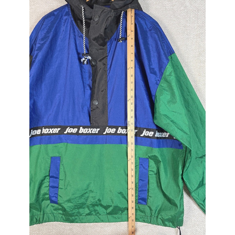 Vintage Joe Boxer Anorak Windbreaker Jacket Mens XL Colorblock Blue Green Y2K - Picture 3 of 10